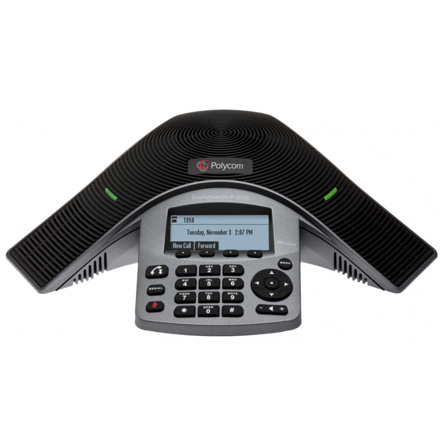 SoundStation IP 5000 conference phone with factory disabled media encryption. 802.3af Power over Ethernet. Includes 7.6 meter Ethernet cable. SoundStation IP 5000 conference phone with factory disabled media encryption. 802.3af Power over Ethernet. Includes 7.6 meter Ethernet cable.