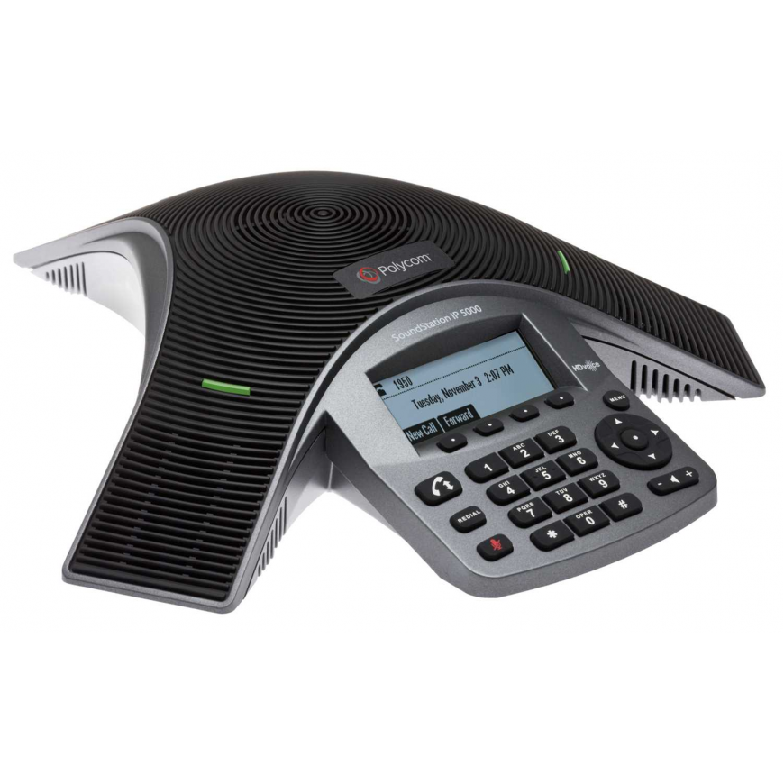 SoundStation IP 5000 conference phone with factory disabled media encryption. 802.3af Power over Ethernet. Includes 7.6 meter Ethernet cable. SoundStation IP 5000 conference phone with factory disabled media encryption. 802.3af Power over Ethernet. Includes 7.6 meter Ethernet cable.