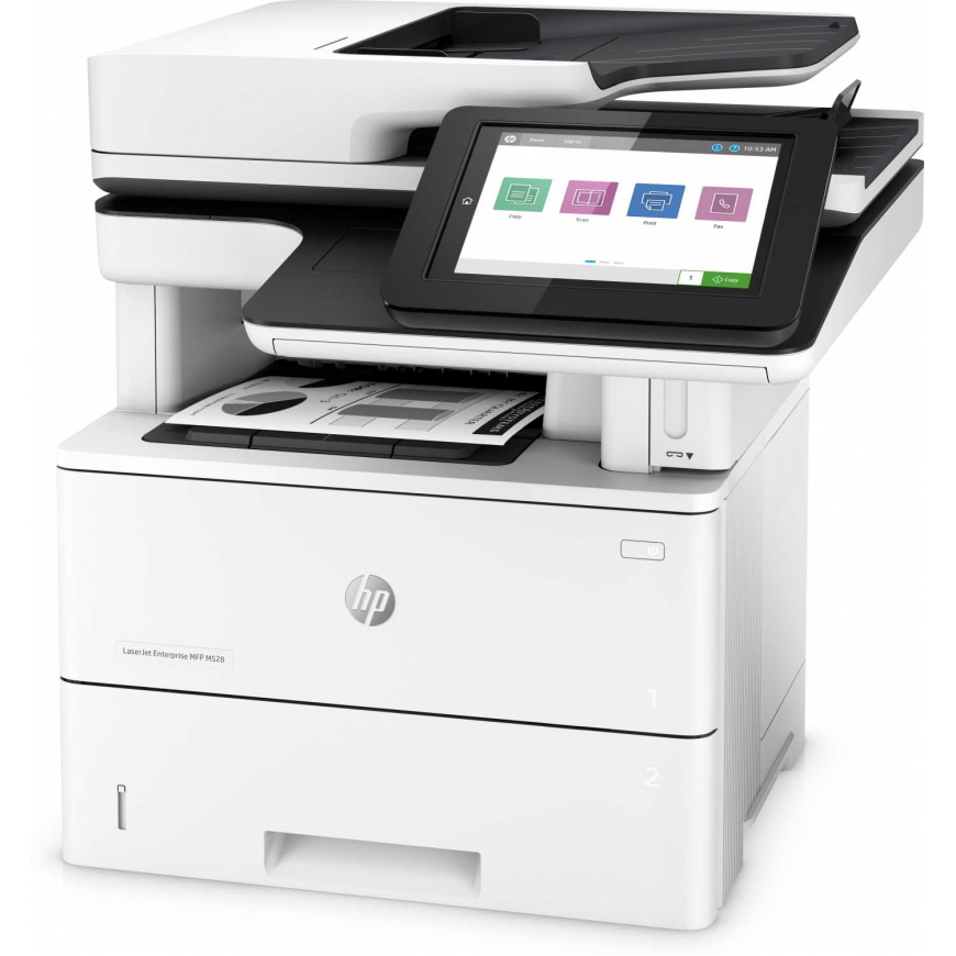 МФУ HP 1PV65A LaserJet Enterprise M528f (A4) Printer/Scanner/Copier/ADF/Fax, 1200 dpi, 43 ppm., 1.75Gb+HDD, 1.2 GHz, tray 100+550 pages, USB+Ethernet, Print+Scan Duplex, Duty 150K pages МФУ HP 1PV65A LaserJet Enterprise M528f (A4) Printer/Scanner/Copier/ADF/Fax, 1200 dpi, 43 ppm., 1.75Gb+HDD, 1.2 GHz, tray 100+550 pages, USB+Ethernet, Print+Scan Duplex, Duty 150K pages