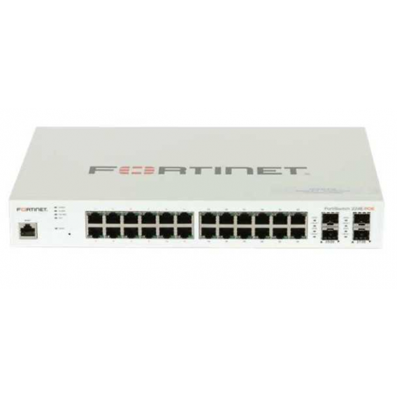 FortiSwitch-224E-POE Layer 2/3 FortiGate switch controller compatible PoE+ switch with 24 x GE RJ45 ports, 4 x GE SFP, with automatic Max 180W POE output limit